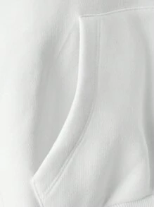 RueChic Tween Girl Heart & Slogan Graphic Kangaroo Pocket Drop Shoulder Hoodie - White - View 4