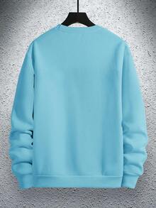 Manfinity Homme Nam Lỏng lẻo Thả vai In thư Áo nỉ - Màu xanh nhạt - Xem 2