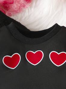 Baby Girl Heart Print Pullover & Button Front Jacket & Skirt - Multicolor - View 4