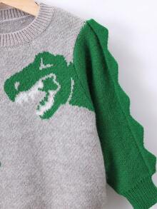 SHEIN Young Boy Dinosaur Pattern 3D Corn Sweater - Grey - View 4