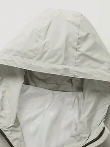 男士拉鏈開襟抽繩連帽夾克 - 淺灰色 - 查看 5