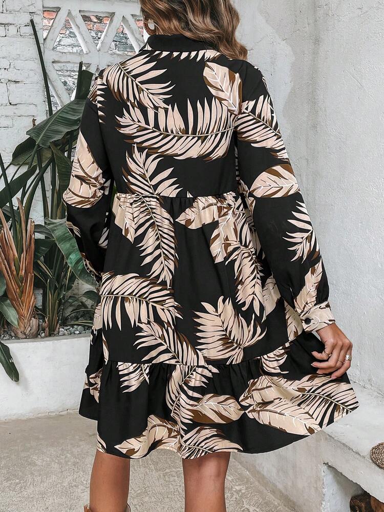 Women's Leaf Printed Dress