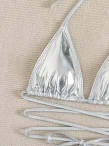 Swim Vcay 3 件套女士泳衣套装，适合夏季海滩度假 - 銀色 - 查看 5