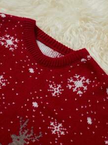 RueChic 男士聖誕老人&雪花圖案套頭毛衣 - 紅色 - 查看 4