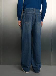 SWAVVY Men Slant Pocket Straight Leg Jeans - Blue - View 2