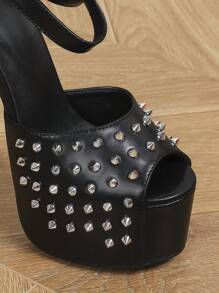 Lemon Decorated Peep Toe Waterproof Platform Stiletto Women's Fashion Show Sandals
