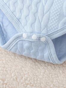 Baby Boy Fuzzy Trim Hooded Bodysuit & Sweatpants - Blue - View 7