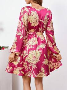 SHEIN Clasi 女性花朵印花繫腰帶洋裝 - 彩色 - 查看 7