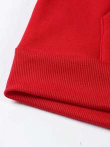 Nam Đồ họa Chữ cái Túi kangaroo Dây rút Hoodie - Đỏ - Xem 5