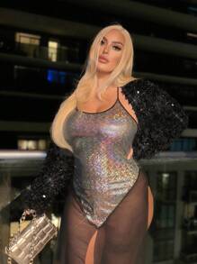 SHEIN SXY Plus Size Sparkly Jacket For New Year'S Dress