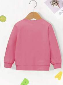 SHEIN 女小童卡通和字母圖案運動衫 - 灰色 - 查看 2