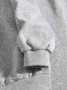 SHEIN EZwear Slogan Graphic Sweatshirt & Sweatpants - Grey - View 4