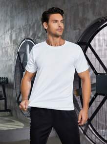 Coreblaze Men Letter Graphic Sports Tee Workout Tops - White - View 5