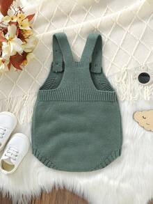 Baby Boy Embroidery Plants Pattern Knit Bodysuit Without Sweater - Green - View 2