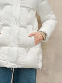 Anewsta Áo khoác đệm nữ có cổ lông mịn - trắng - Xem 3