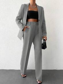 EURMUSE Solid Color Lapel Suit - Mint Green - View 3