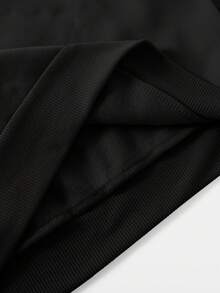 SHEIN EZwear Hơn Lá thư & Mũ Đồ họa Thả vai Áo nỉ - màu đen - Xem 4