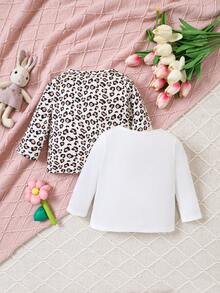 Đứa bé gái 2 Miếng Báo & Đồ họa Hoạt hình Áo - Cà phê nâu - Xem 2