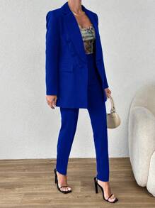 EURMUSE Double Breasted Blazer & Pants - Royal Blue - View 6