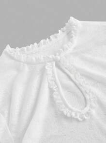 SHEIN MOD Camiseta de cuello con abertura de ojo floral jacquard - Beis - Ver 4