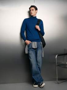 SWAVVY Men Slant Pocket Straight Leg Jeans - Blue - View 3