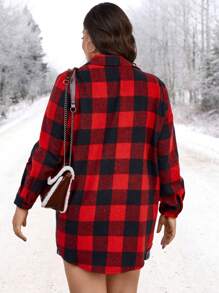 SHEIN LUNE 大碼格紋印花前紐扣襯衫 - 彩色 - 查看 2