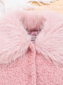 SHEIN Đứa bé gái Trang trí Fuzzy Lót nhiệt áo - Hồng - Xem 4