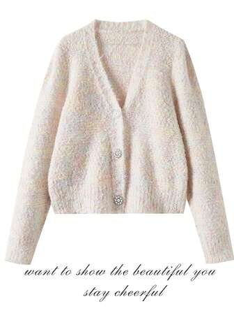 Button Front V Neck Cardigan