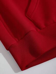 INAWLY In mạng nhện Dây kéo Dây rút Lót nhiệt Hoodie - Đỏ - Xem 5