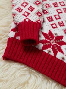 RueChic Men Christmas Elk & Geo Pattern Sweater - Red - View 4