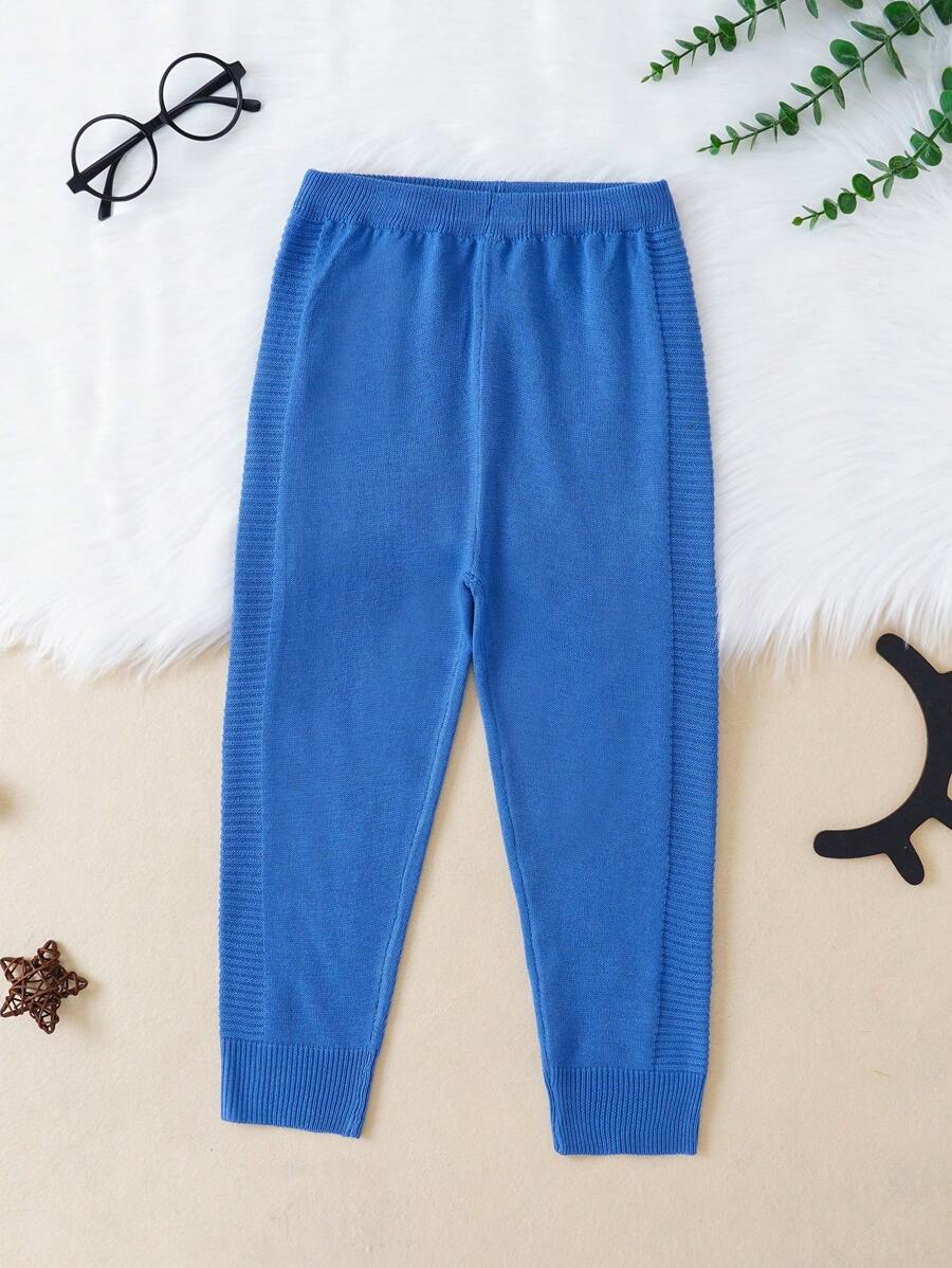 SHEIN Young Boy Solid Elastic Waist Sweater Pants