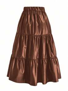 大碼半身裙 - 棕色 - 查看 2