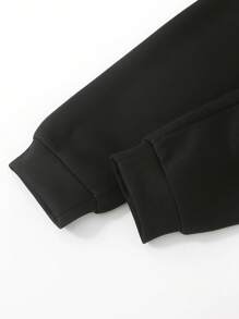 SHEIN 2 件套年轻男孩可爱休闲黄色刺绣运动衫和黑色裤子舒适服装，秋冬 - 黃色 - 查看 3