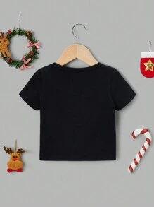 Baby Boy Christmas Print Tee - Black - View 5