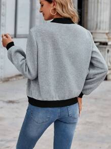 Chiquease Flap Detail Contrast Trim Bomber Jacket