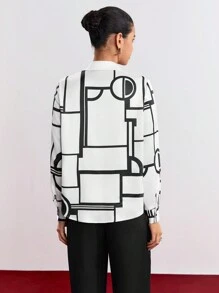 BizChic Camisa De Estampado Geométrico - Albaricoque - Ver 5