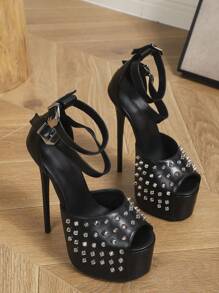 Lemon Decorated Peep Toe Waterproof Platform Stiletto Women's Fashion Show Sandals