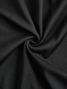 Vintamour Shawl Collar Puff Sleeve Wrap Hem Dress - Black - View 10