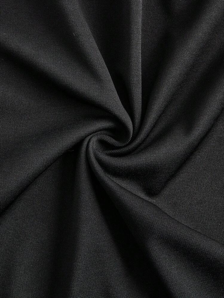 Shawl Collar Puff Sleeve Wrap Hem Dress