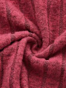 SHEIN EZwear Plus Cut Out Front Mock Neck Hanky Hem Tee - Hot Pink - View 3