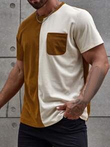 Manfinity Homme Maglietta casual a maniche corte con blocchi di colore per uomo in taglie grandi, adatta per uscire