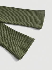 SHEIN MOD Women's Striped Halter Crop Top - Army Green - View 3