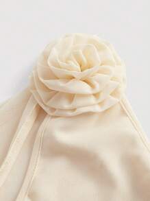 SHEIN MOD Solid Appliques Detail Asymmetrical Neck Dress