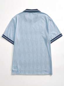 Aesthetic Post 男士字母圖案條紋飾邊T恤 - 寶藍色 - 查看 2