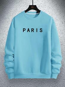 Manfinity Homme Nam Lỏng lẻo Thả vai In thư Áo nỉ - Màu xanh nhạt - Xem 3