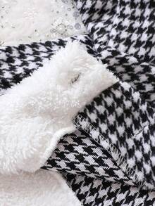 嬰兒女孩千鳥格外套和可愛郵差包適用於秋冬 - 黑與白 - 查看 6
