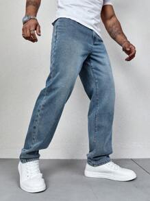 Manfinity Homme Nam Chân thẳng Denim Quần jean - Rửa trung bình - Xem 3