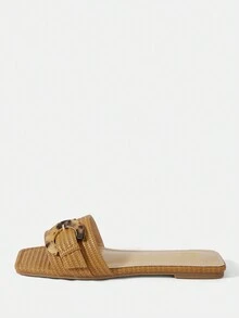 SheIn VCAY Của phụ nữ Dép phẳng - Cà phê nâu - Xem 3