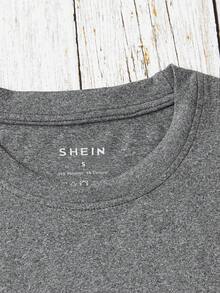 SHEIN LUNE 人像圖案圓領T恤 - 深灰色 - 查看 4