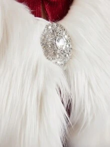 Modelyn Rhinestone Detail Fuzzy Cape Coat - White - View 5